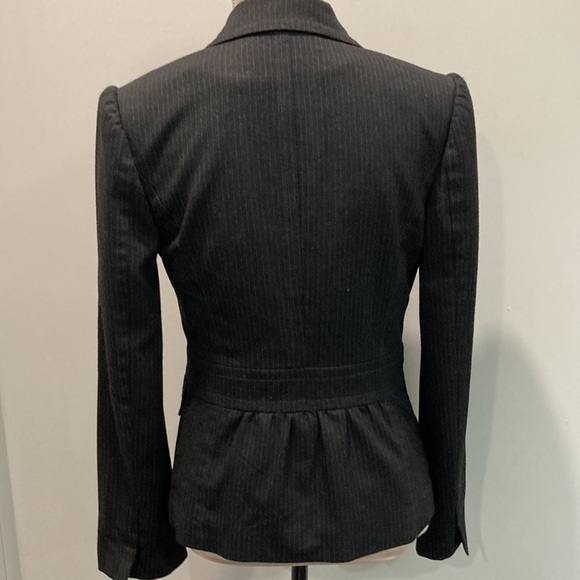 Club Monaco Wool Black Pinstripe Puff Sleeve Tailored Blazer Size 8 Medium - Picture 6 of 12